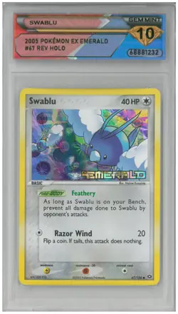 2005 Pokemon EX Emerald SWABLU #67/106 Reverse Holo 💎 DSG 10 Gem Mint - Image 1