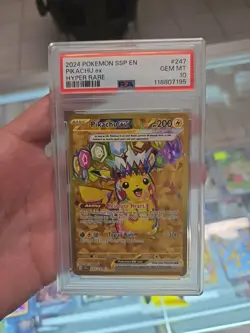 Pokemon 2024 Pikachu EX Gold Hyper Rare Surging Sparks SSP en 247/191 PSA 10 - Image 1