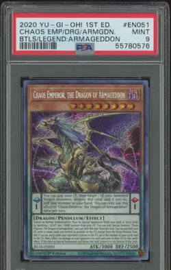 Yugioh Chaos Emperor, The Dragon Of Armageddon BLAR-EN051 1st Secret PSA 9 - Image 1