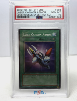 2002 YuGiOh PSA 10 Laser Cannon Armor LOB-089 1st Edition Legend Of Blue Eyes - Image 1