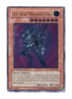 Yugioh! MP Evil Hero Malicious Edge - GLAS-EN003 - Ultimate Rare - 1st Edition M - Image 1