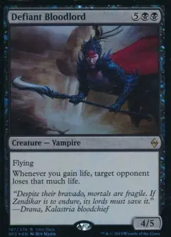 1 x Defiant Bloodlord - Intro Pack Promo - Battle For Zendikar - Moderate Play - - Image 1