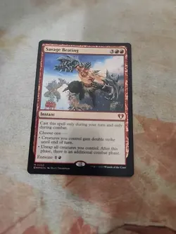 Savage Beating Foil Commander Masters MTG NM - Image 1
