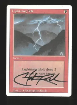 Mtg Magic The Gathering Revised LIGHTNING BOLT 💎 Signed by Christopher Rush - Image 1