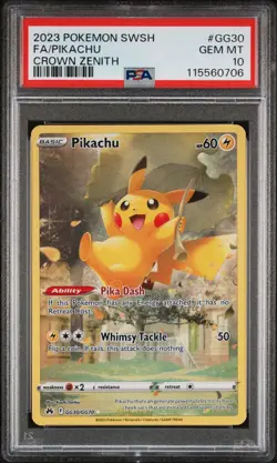 2023 Pokemon Sword & Shield Crown Zenith Pikachu Full Art GG30/GG70 #GG30 PSA 10 - Image 1