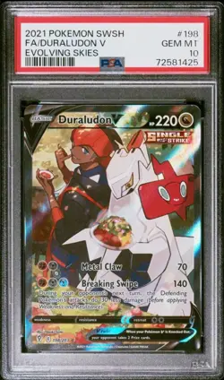 2021 Pokemon SWSH Evolving Skies #198 Duraludon V PSA 10 GEM MINT ALT ART - Image 1