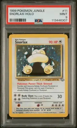 Pokemon Snorlax Jungle 1999 Holo Rare 11/64 PSA 9 Mint - Image 1