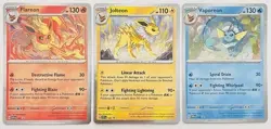 Pokemon TCG: Prismatic Evolutions Promo Vaporeon Flareon Jolteon Set of 3 SV - Image 1