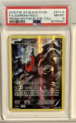 XY114 Darkrai Mythical Pokemon Collection Black Star Promo 2016 PSA 8 NM-MT - Image 1