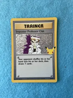 Pokemon 73/102 Imposter Professor Oak Holo Trainer Card TCG 25th Anniversary - Image 1