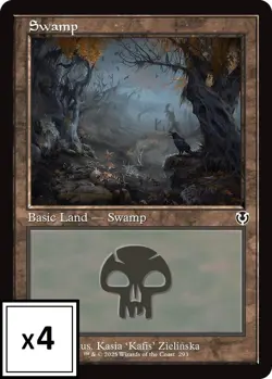 MTG (x4) *FOIL* Swamp (Retro Frame) 293 (x4) Lands (Innistrad Remastered) NM/LP - Image 1