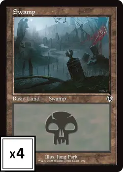 MTG (x4) *FOIL* Swamp (Retro Frame) 292 (x4) Lands (Innistrad Remastered) NM/LP - Image 1