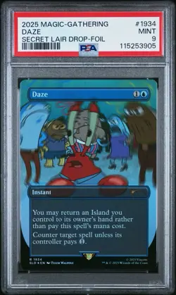 2025 MTG SECRET LAIR X SPONGEBOB SQUAREPANTS DAZE FOIL PSA 9 MINT - Image 1