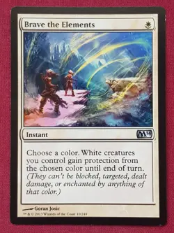 Magic The Gathering 2014 CORE SET M14 BRAVE THE ELEMENTS white card MTG - Image 1