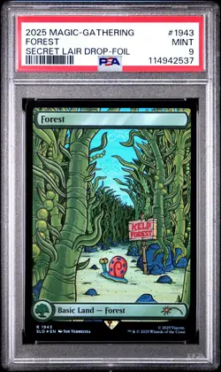 2025 MTG Magic The Gathering SpongeBob Secret Lair Forest Foil #1943 PSA 9 - Image 1