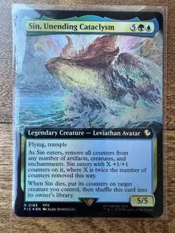 Magic MTG Final Fantasy - Sin, Unending Cataclysm EXTENDED ART FOIL R 185 - Image 1