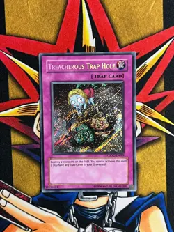 CSOC-EN090 Treacherous Trap Hole Secret Rare UNL Edition VLP Yugioh Card - Image 1