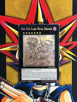 CORE-EN054 Red-Eyes Flare Metal Dragon Ghost Rare 1st Edition VLP Yugioh Card - Image 1