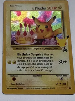 Pokemon TCG Birthday Pikachu #24 Celebrations 25th Anniversary Card NM-Mint - Image 1