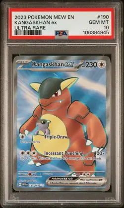 2023 Kangaskhan EX 190/165 Mew EN 151 Ultra Rare Full Art Pokemon Card PSA 10 - Image 1