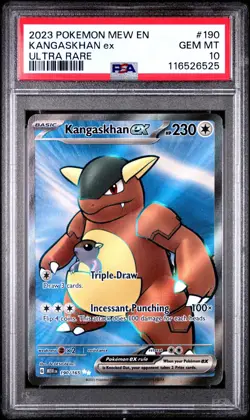 2023 Kangaskhan EX 190/165 Mew EN 151 Ultra Rare Full Art Pokemon Card PSA 10 - Image 1