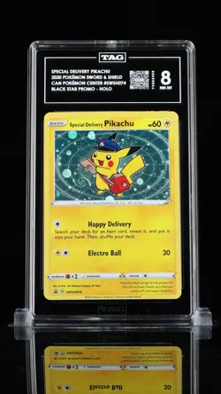 Pokemon TCG Special Delivery Pikachu SWSH074 Center Promo Holo Card TAG 8 - Image 1