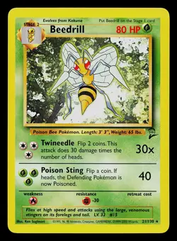 Pokemon Card - Beedrill Base Set 2 21/130 Rare - Image 1