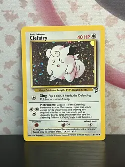 Pokemon TCG Clefairy 6/130 Base Set 2 Holo Unlimited Vintage Nintendo 2000 LP - Image 1