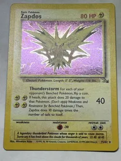 Pokemon TCG - Zapdos 15/62 - Fossil - Cosmos Holo - WOTC Rare LP - Image 2