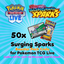 Pokemon TCG Live PTCGL PTCGO Online Codes: 50 Surging Sparks Booster Packs - Image 1