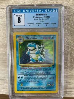 POKEMON CARD - BLASTOISE HOLO 2/130 (2000) BASE SET II - ENGLISH -cgc 8 wie psa - Image 1