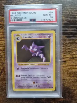 PSA 10 GEM MINT Haunter 29/102 SHADOWLESS Base Set Pokemon Card - Image 1