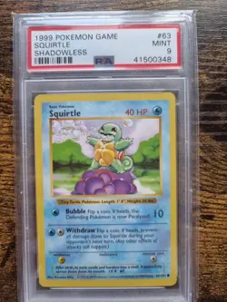 Shadowless Squirtle 63/102 - Base Set Pokemon Card - PSA 9 MINT - Image 1