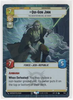 Star Wars Unlimited LotF Hyperspace Foil Legendary Card LOF940 Qui-Gon Jinn - Image 1