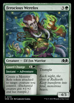 Ferocious Werefox // Guard Change [Wilds of Eldraine] Foil Near Mint MTG - Image 1