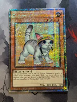 Rescue Cat RA02-EN001 Quarter Century Secret Rare 1st Edition YuGiOh TCG Card NM - Image 1