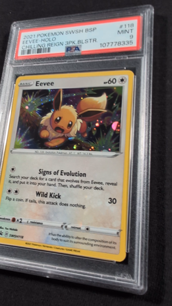 Pokemon Card Promo Holo Eevee SWSH118 PSA 9 MINT Holo Bleed - Image 2
