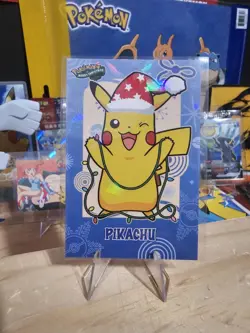 Pokemon Merry Christmas Card Database - Santa Hat Pikachu With Christmas Lights - Image 5