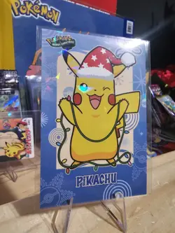 Pokemon Merry Christmas Card Database - Santa Hat Pikachu With Christmas Lights - Image 6