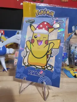Pokemon Merry Christmas Card Database - Santa Hat Pikachu With Christmas Lights - Image 7