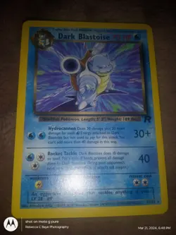 Dark Blastoise Rare 20/82 Team Rocket Pokemon Card TCG Vintage WotC - Image 1