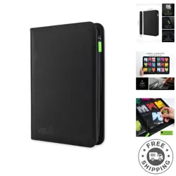Durable Black Trading Card Binder - 20 Side-Loading Pages, Secure Zipper Closure - Image 1