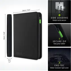 Durable Black Trading Card Binder - 20 Side-Loading Pages, Secure Zipper Closure - Image 14
