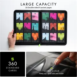 Durable Black Trading Card Binder - 20 Side-Loading Pages, Secure Zipper Closure - Image 15