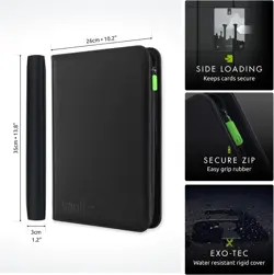Durable Black Trading Card Binder - 20 Side-Loading Pages, Secure Zipper Closure - Image 4