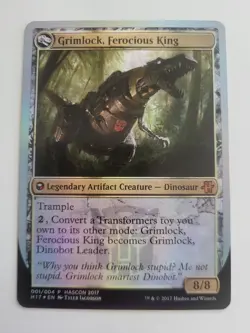 Grimlock Dinobot Leader / Grimlock Ferocious King Hascon 2017 Foil NM ENG MTG - Image 2