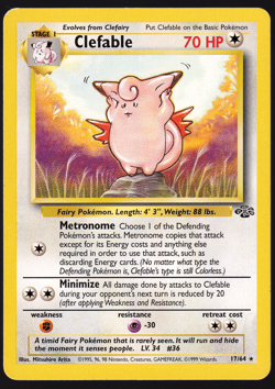 Clefable 17/64 Jungle Pokemon TCG Card NM - Image 1