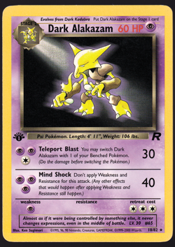 Dark Alakazam 1st Edition 18/82 Team Rocket Pokemon TCG Card LP - Image 1