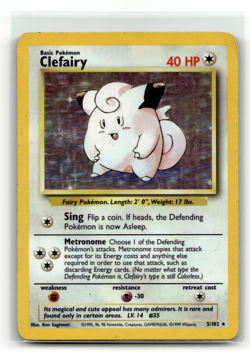 Pokemon TCG - Clefairy 5/102 - Holo Rare - Base Set Wizards - Image 1