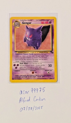 Gengar 20/62 Non Holo Rare Fossil Set - Pokemon TCG - NM/LP - Image 1